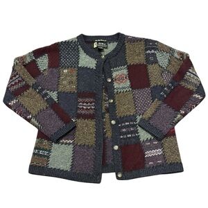 Vintage Eddie Bauer Deer Bay Patchwork Knit Cardigan